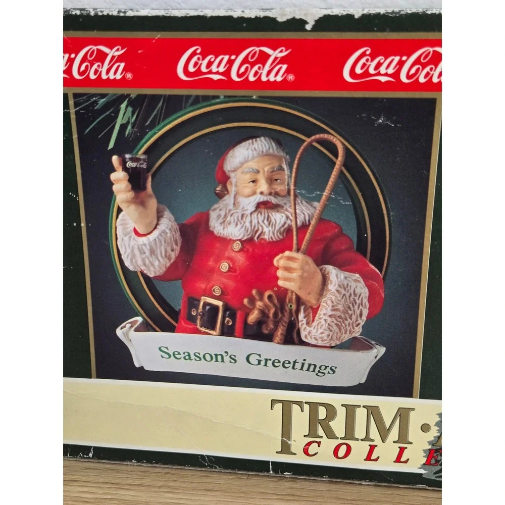 Vintage 1992 Coca-Cola Trim A Tree Santa Claus Ornament Set Haddon Sundblom Art
